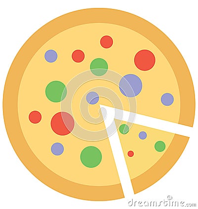 Pizza Color Isolated Vector Icon that can be easily modified or edit Vector Illustration