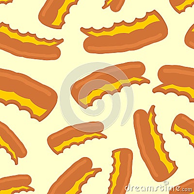 Pizza crust pattern seamless. leftover pizza background. Fast food vector texture Vector Illustration