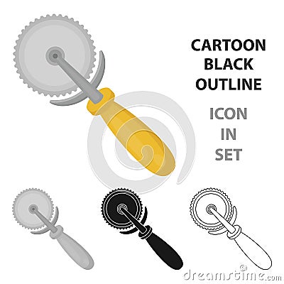 Pizza cutter icon in cartoon style isolated on white background. Vector Illustration