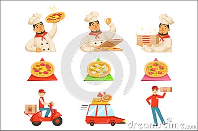 Pizza Delievery Fast Service Process Info Illustration Vector Illustration