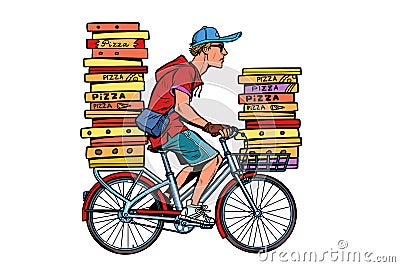 Pizza delivery by Bicycle Vector Illustration