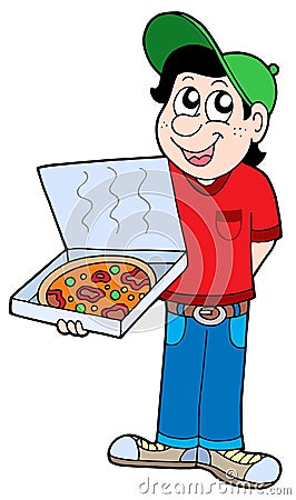 Pizza delivery boy Vector Illustration
