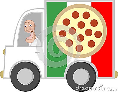 Pizza Delivery Guy Cartoon Illustration