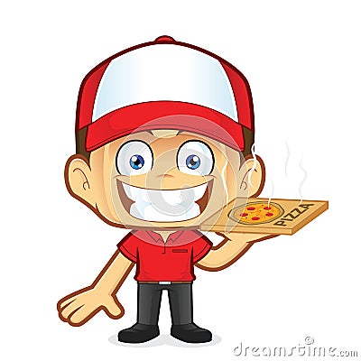 Pizza delivery man courier Vector Illustration