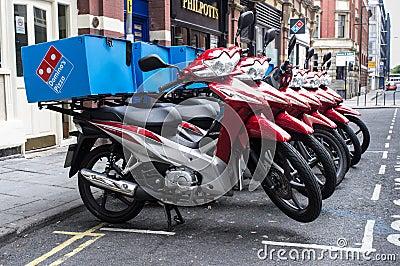 Pizza Delivery Motorcycles Editorial Stock Photo
