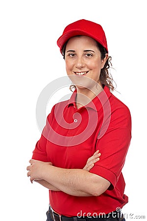Pizza delivery woman Stock Photo