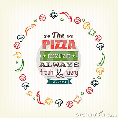 Pizza design template for menu, banner, advertising etc Vector Illustration