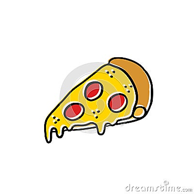 Pizza doodle icon Cartoon Illustration