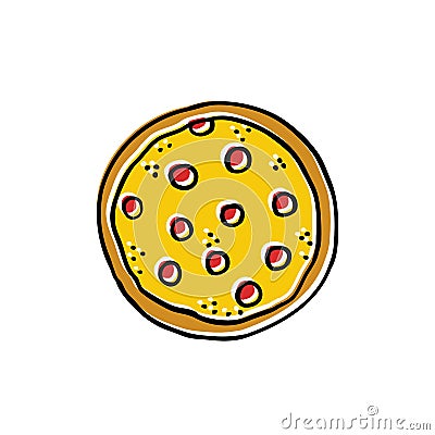 Pizza doodle icon Cartoon Illustration