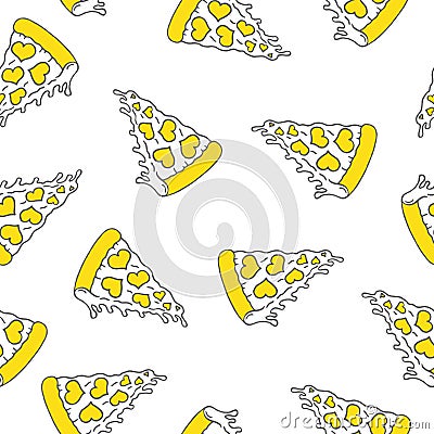 Pizza doodle images seseamless Vector Illustration