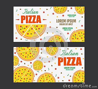 Pizza flyer vector template. Two Pizza banners. Gift Voucher Vector Illustration