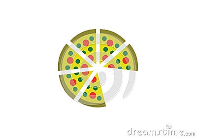 Pizza food shape circle shape vector illustration Vector Illustration