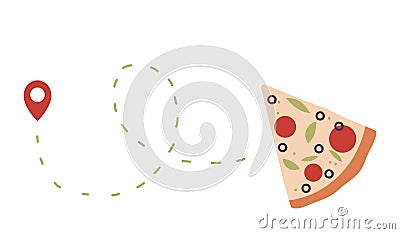 Pizza home fast delivery route Vector Illustration