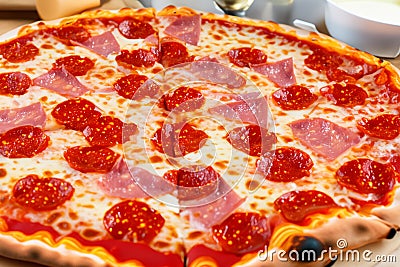 Pizza. Homemade pizza. Delicious pizza. World Pizza Day. February 9. 2024. Stock Photo