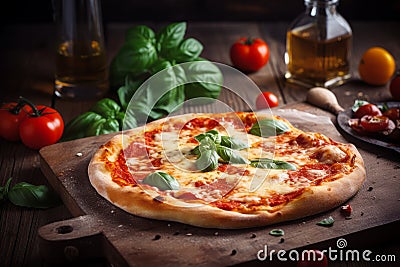 Pizza homemade snack. Generate Ai Stock Photo