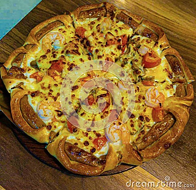 pizza hut cocktail shrimp thai pizza thai food Stock Photo