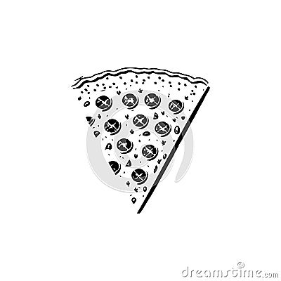 Pizza Icon hand draw black thanksgiving colour logo symbol perfect Vector Illustration