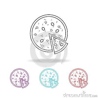 pizza icons. Elements of fast food in multi colored icons. Premium quality graphic design icon. Simple icon for websites, web desi Stock Photo