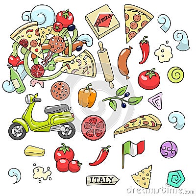 Pizza ingridients colorful design vector Vector Illustration