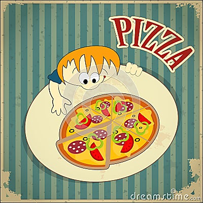 Pizza label Vector Illustration