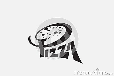 pizza lettering logo. pizza logo template with a combination of pizza lettering and a pizza on the letter P Vector Illustration