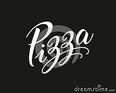 Pizza logo. Vintage retro logotype and typography label for pizzeria, food court sign, restaurant menu design, cafe and Vector Illustration