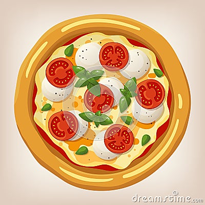 Pizza Margherita vector illustration. Vector Illustration