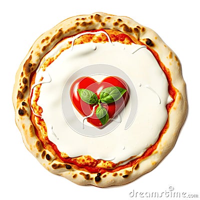 Pizza Margherita on white background with clipping path Stock Photo