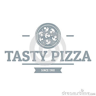 Pizza meat logo, simple gray style Vector Illustration