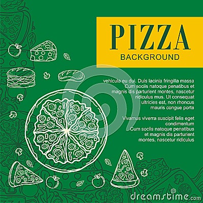 Pizza Menu Background with hand drawn doodles vector, Modern and trendy design Stock Photo