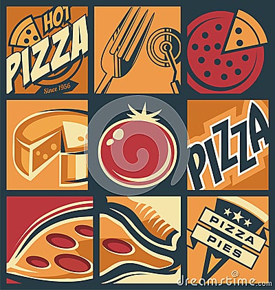 Pizza menu creative comic concept Vector Illustration