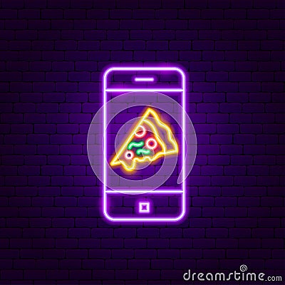 Pizza Mobile Neon Sign Vector Illustration