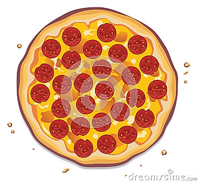 vector pizza with pepperoni slices Vector Illustration