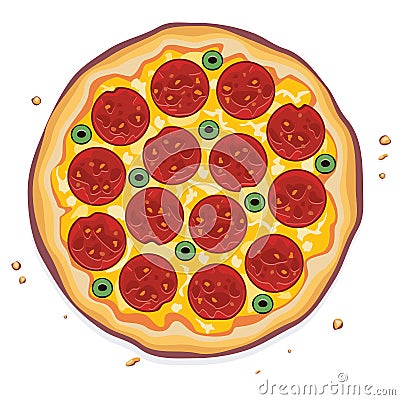 vector pizza with pepperoni slices Vector Illustration