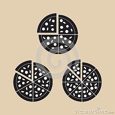 Pizza Piece Cut Set Vector Vector Illustration