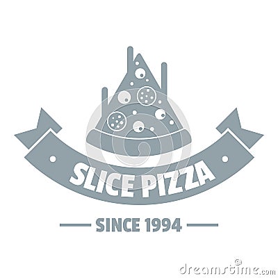Pizza piece logo, simple gray style Vector Illustration