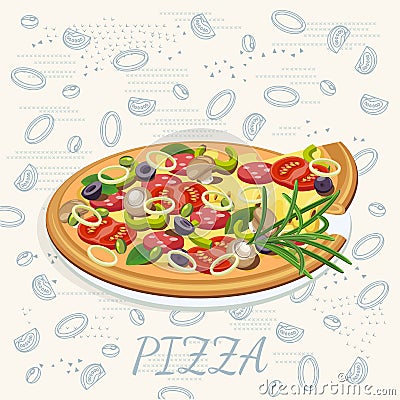 Pizza. Pizzeria poster for menu Vector Illustration