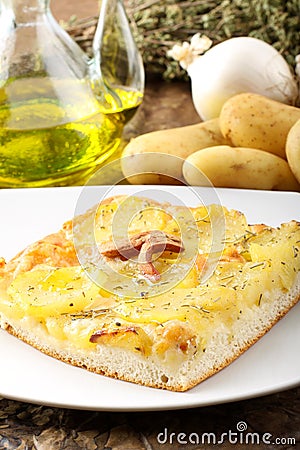 Pizza with potatoes Stock Photo