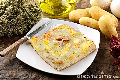 Pizza with potatoes Stock Photo