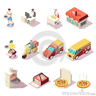 Pizza Production Icons Collection Vector Illustration