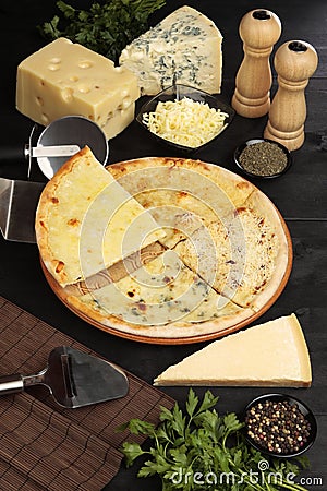 Pizza Quattro Formaggi Stock Photo