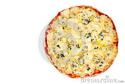 Pizza quattro formaggi on white background Stock Photo