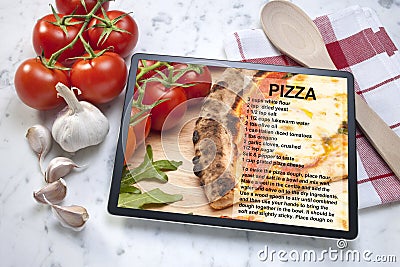 Pizza Recipe Tablet Food Stock Photo