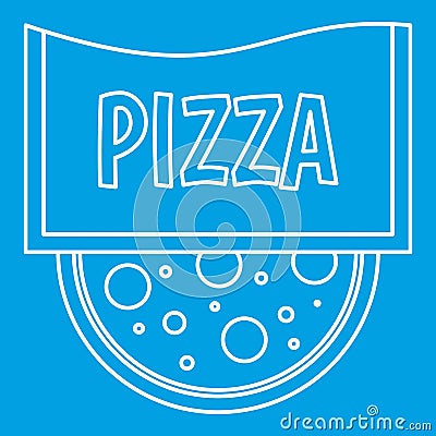 Pizza restaurant label icon, outline style Vector Illustration