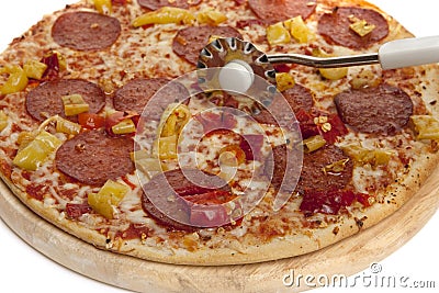 Pizza Salami Stock Photo