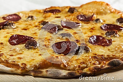 Pizza with salami Stock Photo