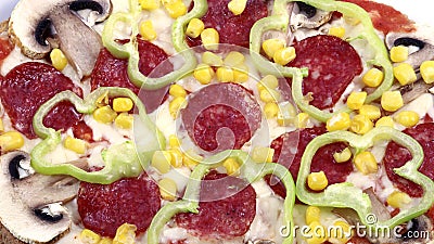 Pizza salami toppings Stock Photo