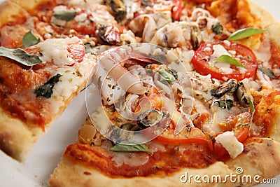 Pizza seafood Stock Photo