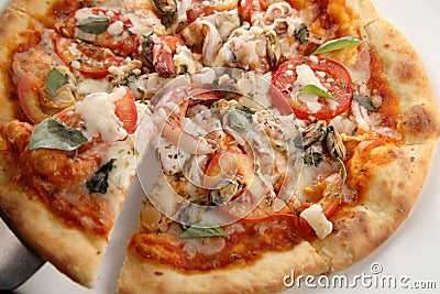 Pizza seafood Stock Photo