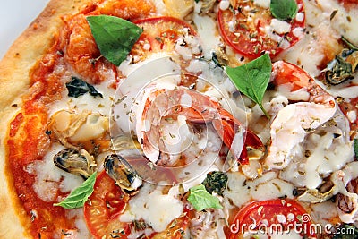 Pizza seafood Stock Photo